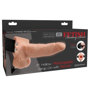Fetish Fantasy - Strap-on z režo z ponilno baterijo in daljinskim upravljalnikom, 15 cm