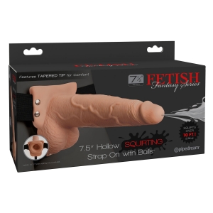 Fetish Fantasy - Squirting Strap-on z režo, 19 cm