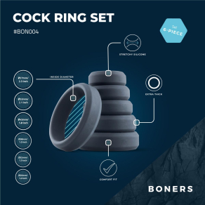 Boners – Wide Cock Ring Set, 6 kom