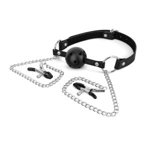 Bedroom Fantasies – Ball Gag With Nipple Clamps